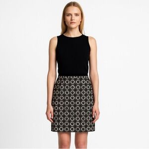 M.S.S.P. Black Gold Metallic Brocade Pencil Skirt Womens Size‎ 8 NEW